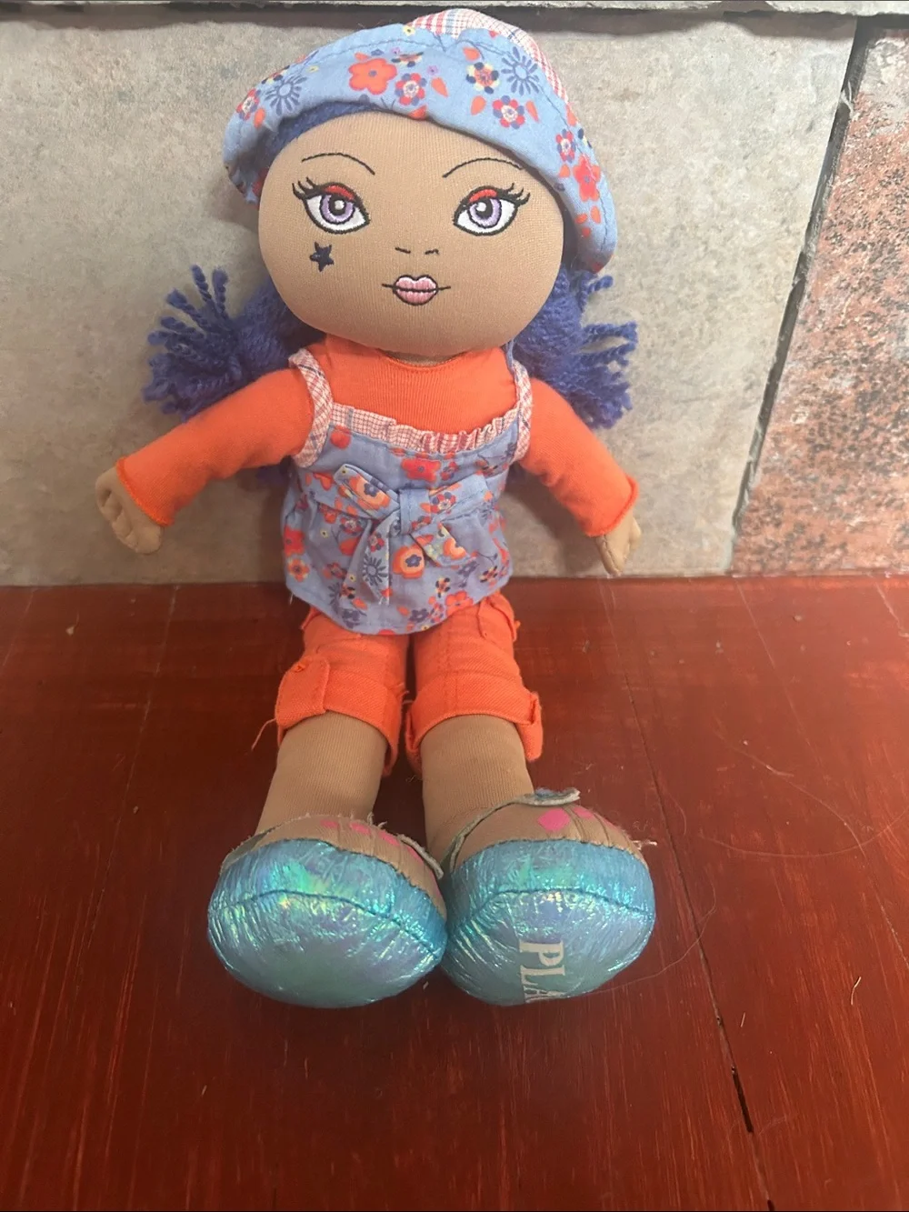The Children's Place Orange Outfit Doll with Blue Floral Dress
